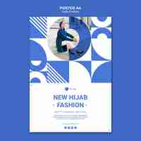 PSD gratuito modello di poster di moda hijab con foto