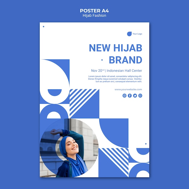 무료 PSD hijab 패션 포스터 템플릿