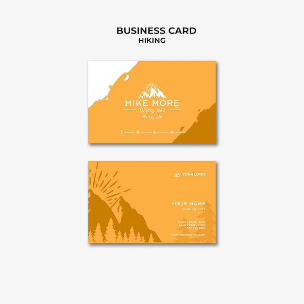 Free PSD hike concept business card template