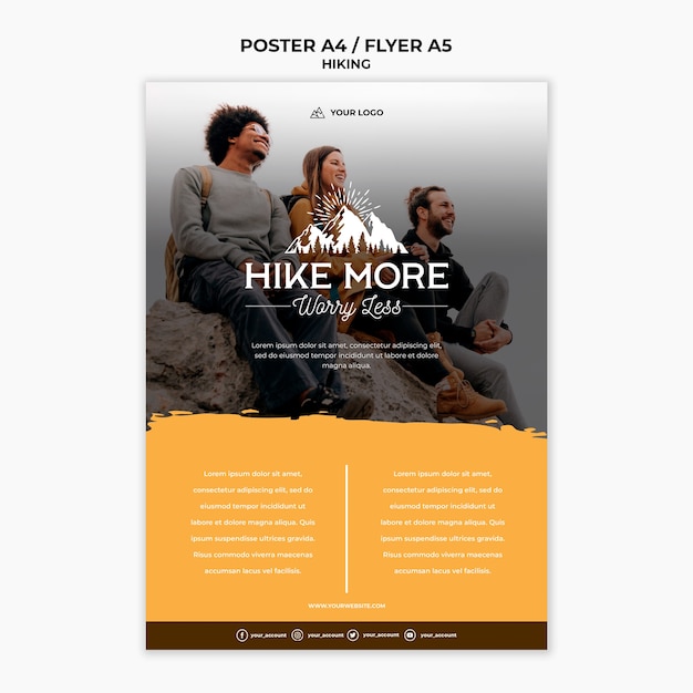 Free PSD hike concept poster template