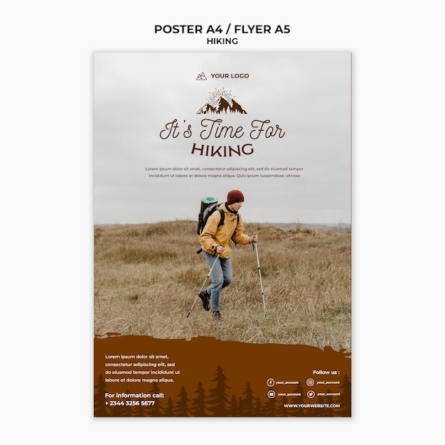 Free PSD hike concept poster template