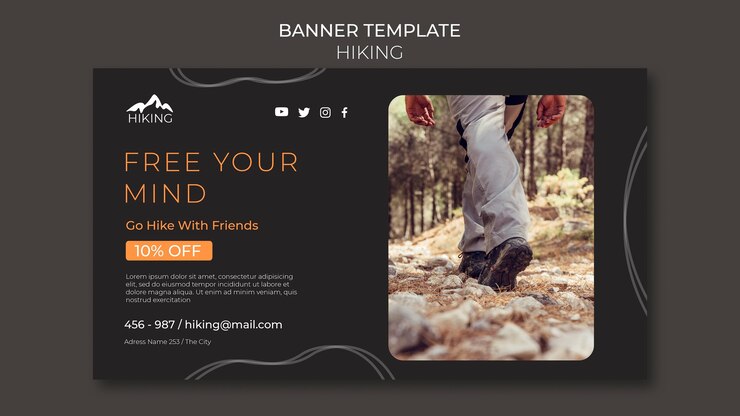 Free PSD hiking ad template banner