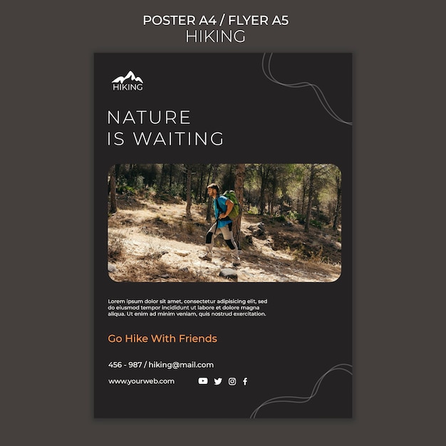 Free PSD hiking ad template poster