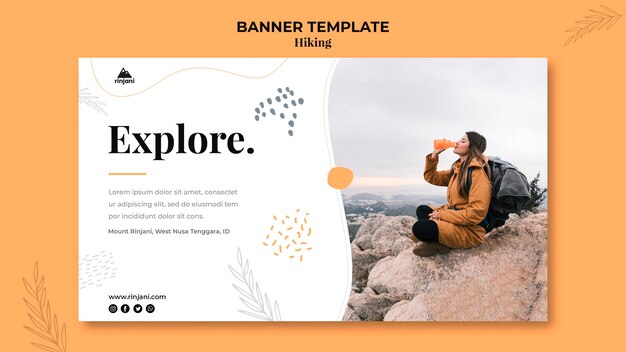 Hiking adventure banner template
