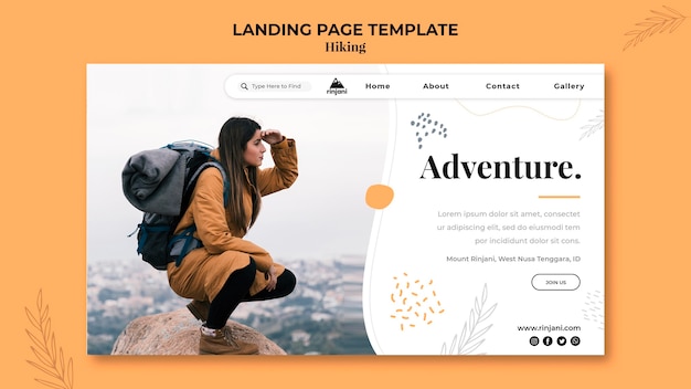 Hiking adventure landing page template