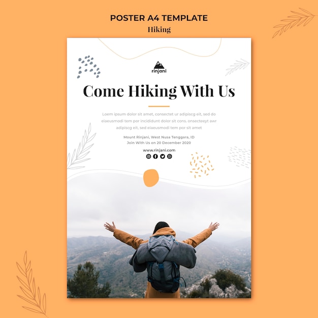Hiking adventure poster template