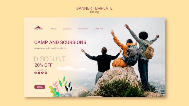 Free PSD hiking concept banner template