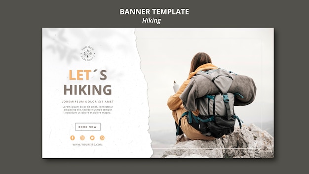 Hiking concept banner template