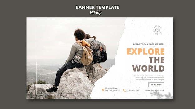 Free PSD hiking concept banner template