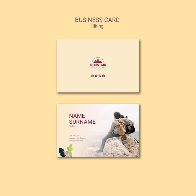 Hiking concept business card template