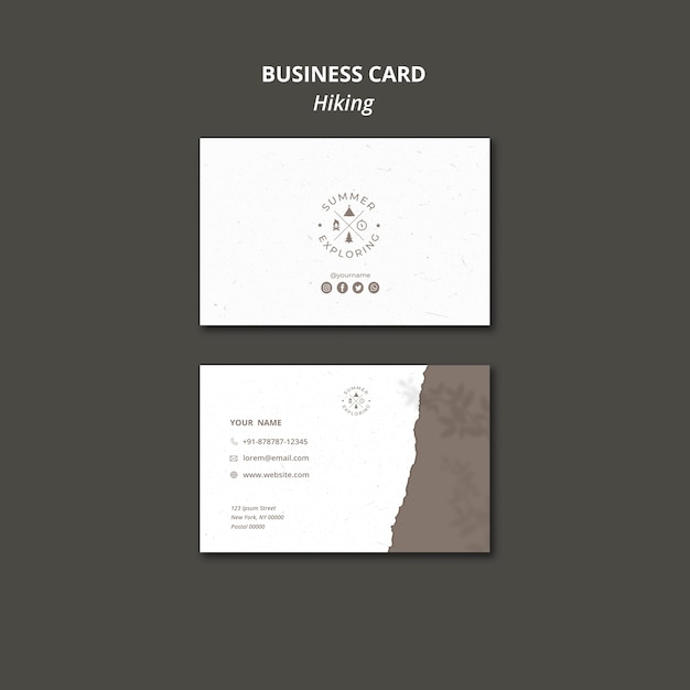 Hiking concept business card template Free Psd
