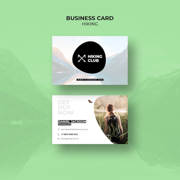 Free PSD hiking concept business card  template