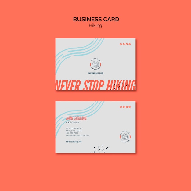 Free PSD hiking concept business card template