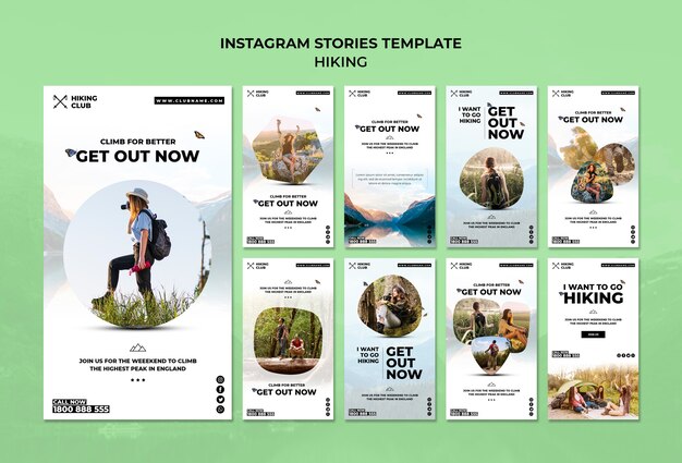 Hiking concept instagram stories template
