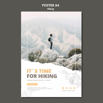 Hiking concept poster template Free Psd