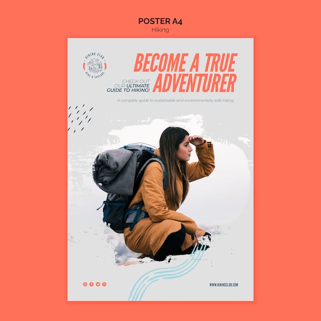 Free PSD hiking concept poster template