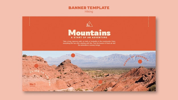 Free PSD hiking horizontal banner template with photo