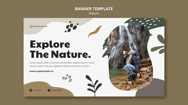 Hiking horizontal banner template