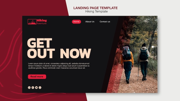 Free PSD hiking landing page template