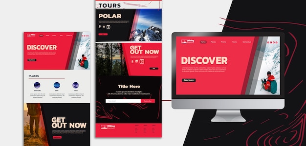 無料PSD ハイキングランディングページテンプレート