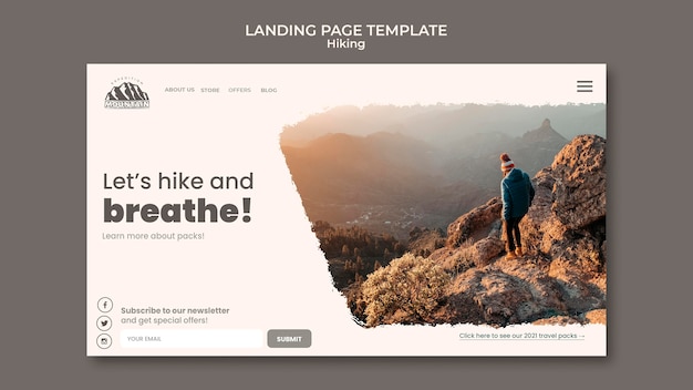 Free PSD hiking landing page