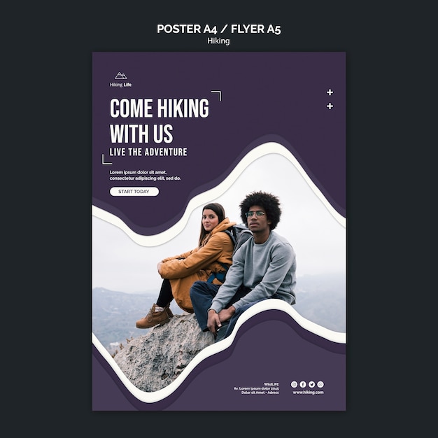 Free PSD hiking poster template