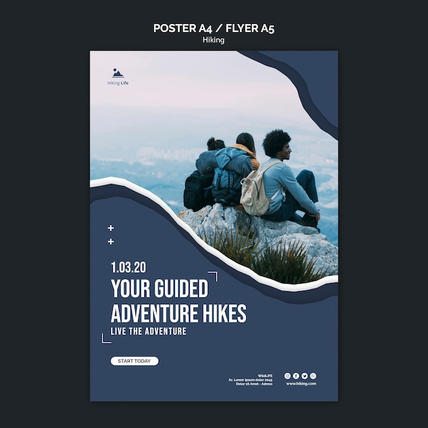 PSD gratuito modello di poster escursionismo