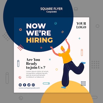 Hiring announcement square fllyer template