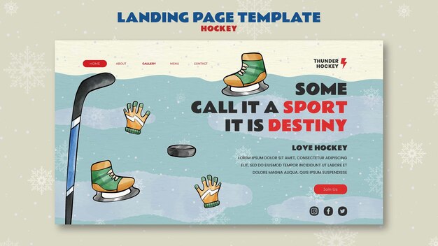 Free PSD hockey game landing page