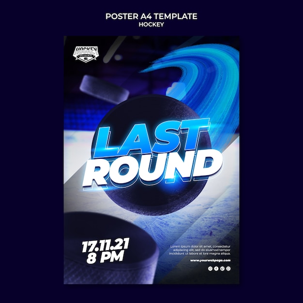 PSD gratuito modello di poster dell'ultimo round della partita di hockey