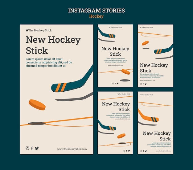 Бесплатный PSD Шаблон рассказов о хоккее в instagram