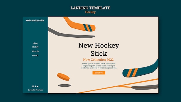 Free PSD hockey landing page template