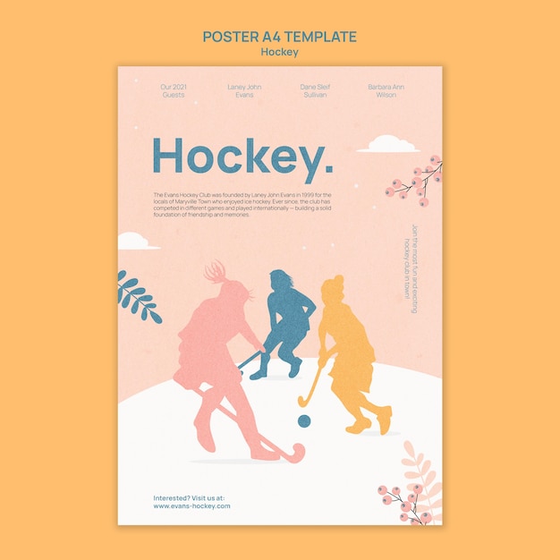 PSD gratuito disegno del modello di poster di hockey