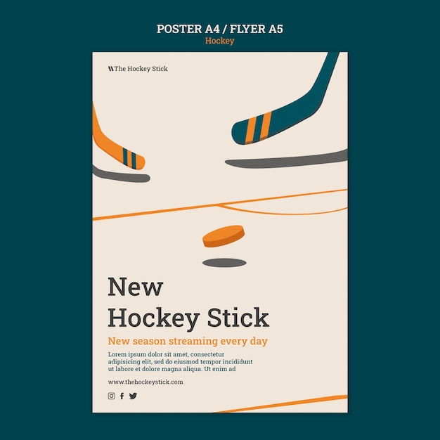 PSD gratuito modello di manifesto di hockey