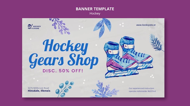 Free PSD hockey season horizontal banner template