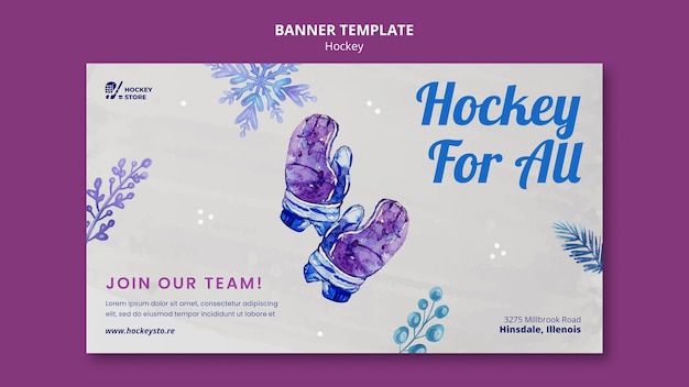 Free PSD hockey season horizontal banner template