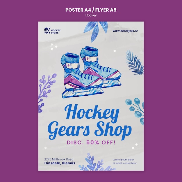 Бесплатный PSD Шаблон печати хоккейного сезона