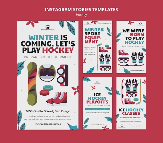 Set di storie sui social media di hockey