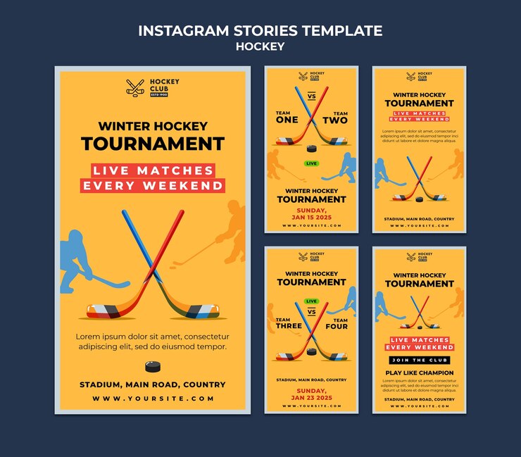 Free PSD hockey tournament instagram stories template