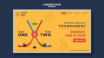 Free PSD hockey tournament landing page