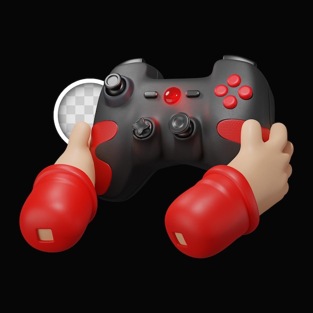 Free PSD holding video game controller 3d illustration