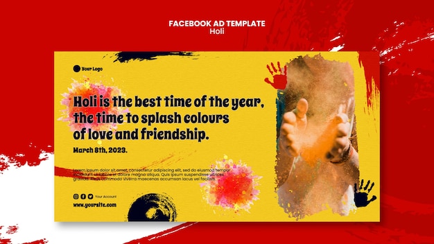 PSD gratuito modello di facebook per la celebrazione di holi