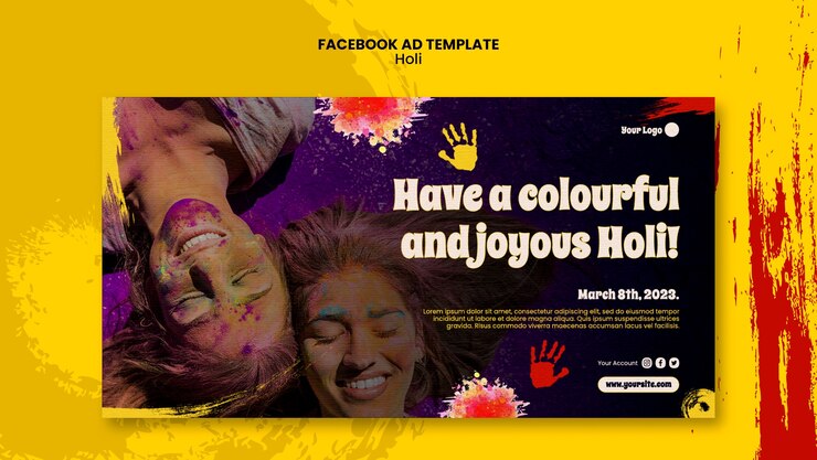 Free PSD holi celebration facebook template