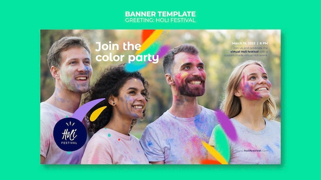 Holi festival banner template