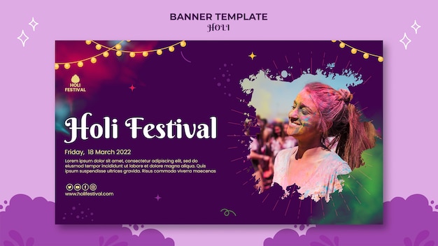 Modello di banner del festival di holi