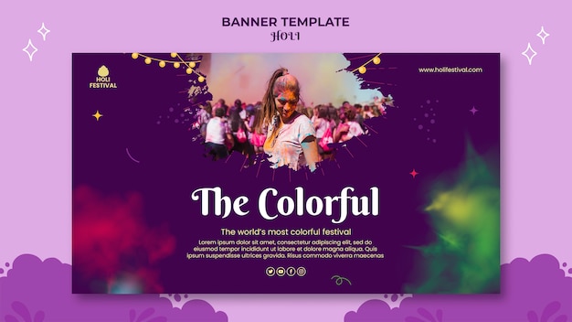 PSD gratuito modello di banner del festival di holi