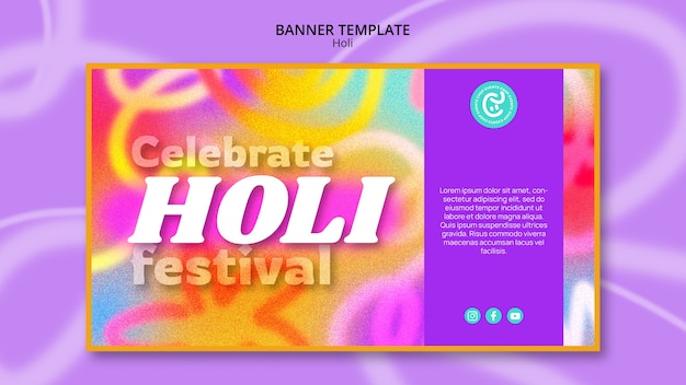 Free PSD holi festival celebration banner template