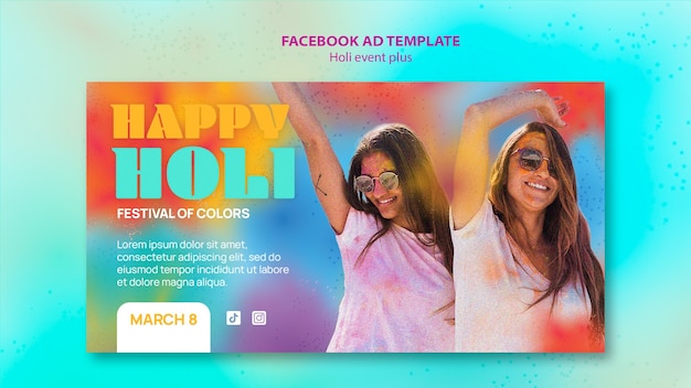 Шаблон facebook для празднования праздника холи