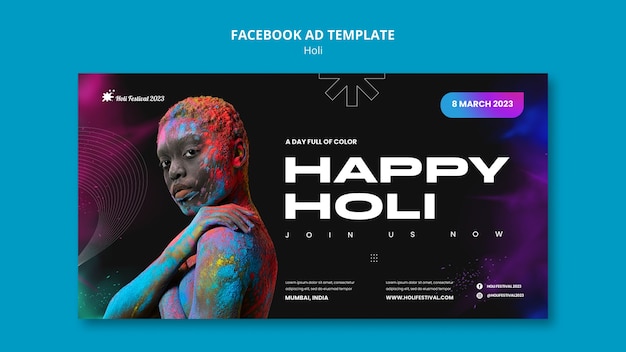 Free PSD holi festival celebration facebook template