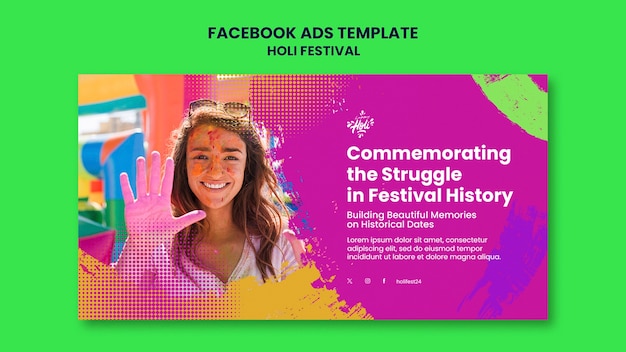 Free PSD holi festival celebration facebook template